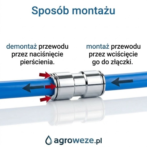 Metalowe kolanko wtykowe 6mm