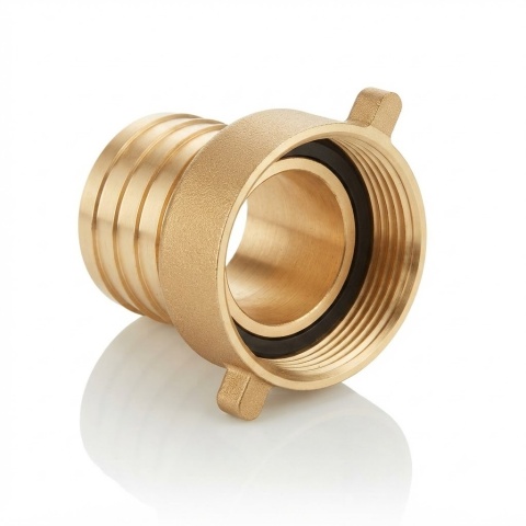 Końcówka basenowa mosiężna, wąż-pompa 38mm z nakrętką 1.1/2"GW