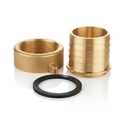 Końcówka basenowa mosiężna, wąż-pompa 38mm z nakrętką 1.1/2"GW