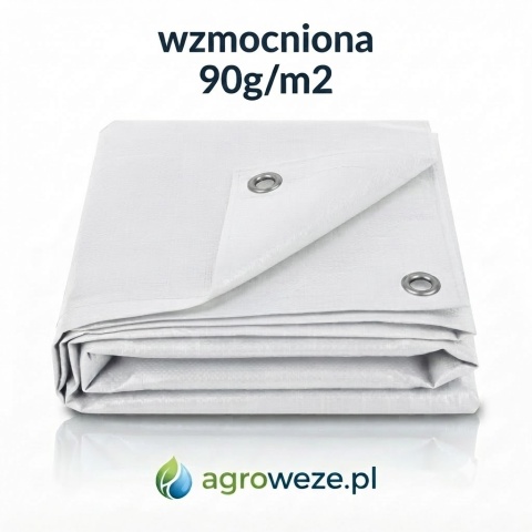 Plandeka biała wzmocniona 6x12m 90g/m2