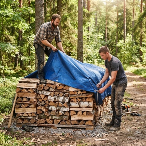 Plandeka niebieska 10x12m 55g/m2
