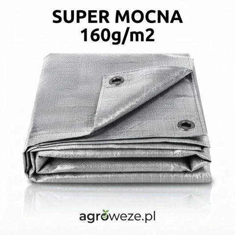 Plandeka srebrna super mocna 8x12m 160g/m2