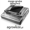 Plandeka srebrno-czarna mega gruba 6x10m 260g/m2