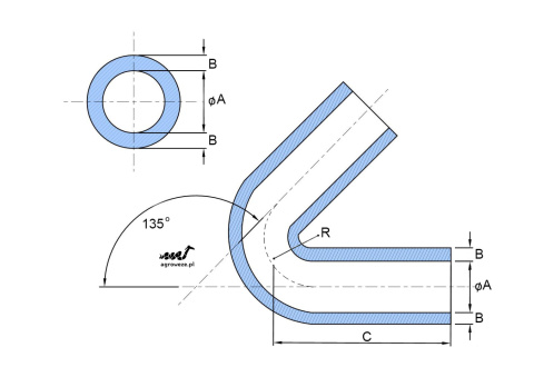 Kolanko silikonowe 135° 20x152mm 20,5bar 4,5mm 3wzm. Kolanko silikonowe 135° 20x152mm 20,5bar 4,5mm 3wzm.