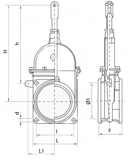Zasuwa nożowa 5", z dwoma kołnierzami Zasuwa nożowa 5", z dwoma kołnierzami