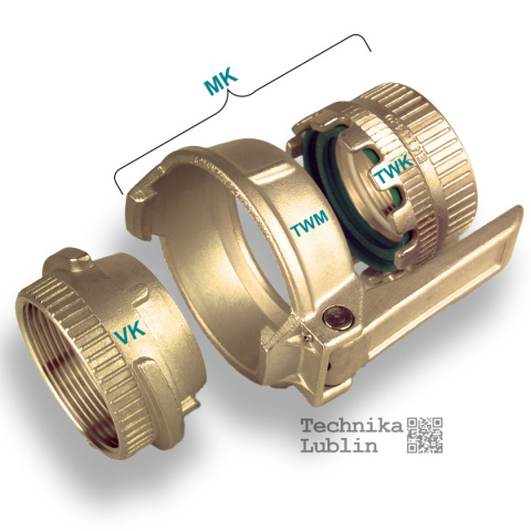 Gniazdo kpl. MK100-2" mosiężne do złącza cysternowego Euro TW Gniazdo kpl. MK100-2" mosiężne do złącza cysternowego Euro TW