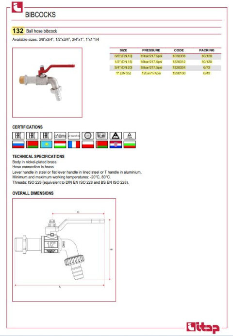 Mrozoodporny zawór wypływowy 1/2" GZ 15bar typ 132 Mrozoodporny zawór wypływowy 1/2" GZ 15bar typ 132