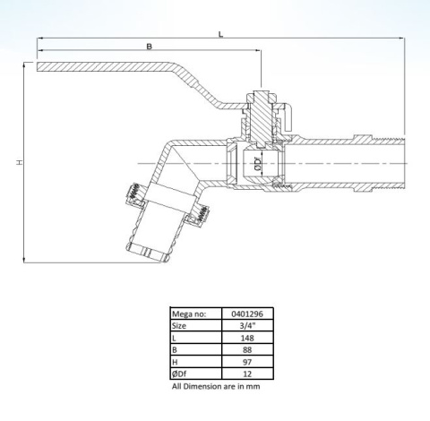 Zawór kulowy wypływowy 3/4" GZ 10bar typ 120 Zawór kulowy wypływowy 3/4" GZ 10bar typ 120