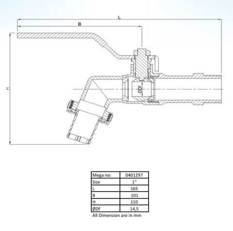 Zawór kulowy wypływowy 1" GZ 10bar typ 120 Zawór kulowy wypływowy 1" GZ 10bar typ 120