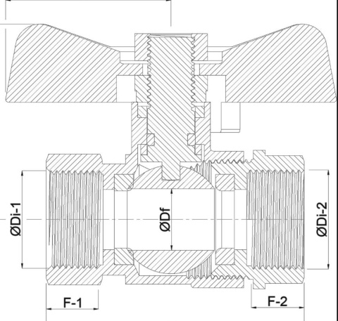 Zawór kulowy z motylkiem, nierdzewny 3/8" GW 50bar Zawór kulowy z motylkiem, nierdzewny 3/8" GW 50bar