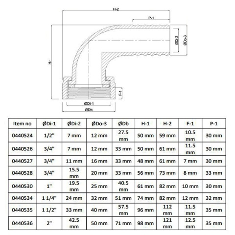 Końcówka węża 90st. 16mm x nakrętka gw 3/4" Nylon 16bar Końcówka węża 90st. 16mm x nakrętka gw 3/4" Nylon 16bar