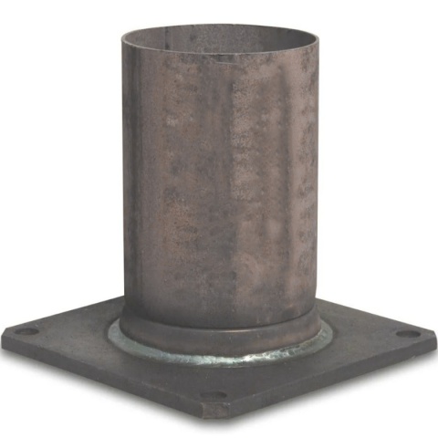 kołnierz z rurą czarny 8"x200mm, kwadratowy do wspawania
