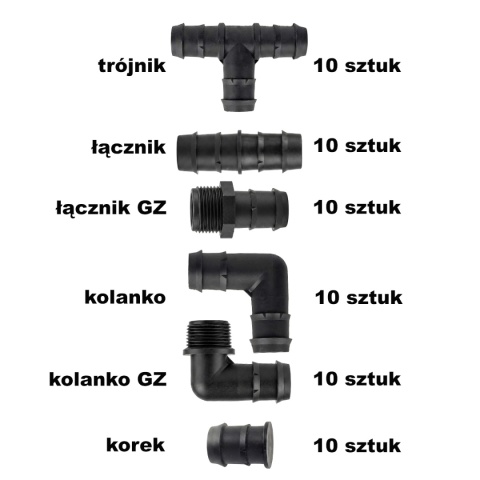 60szt. złączek wciskanych 16mm do nawodnień