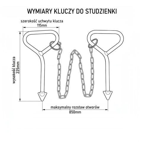 Klucz kanałowy do włazu studzienki