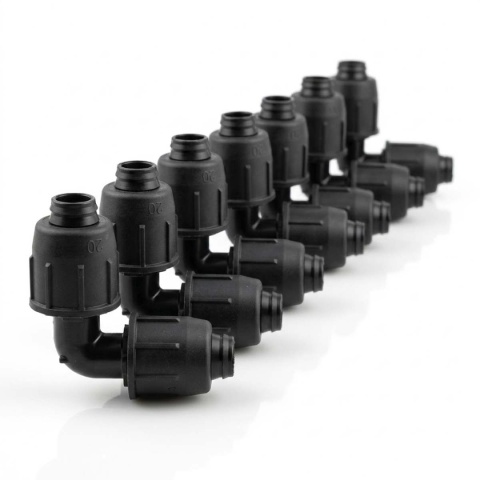 10szt kolanek QJ do rury 25mm, z nakrętkami
