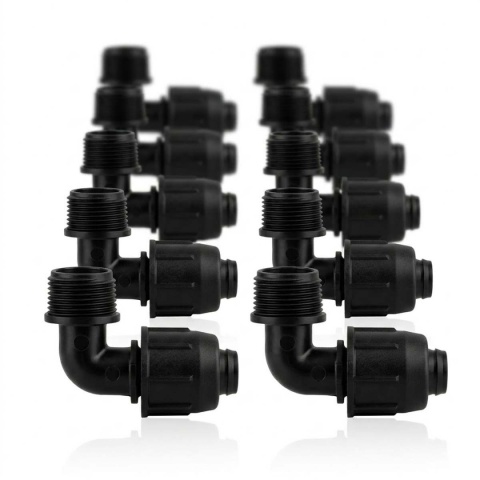 10szt kolanek QJ z gwintem 1/2" do rury 20mm, z nakrętkami