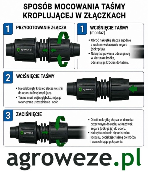 10szt. złączek 17 taśma - 20 wcisk, do taśmy kroplującej