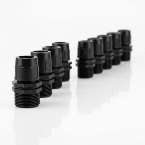 10szt złączek QJ z gwintem 3/4" do rur 25mm, z nakrętkami